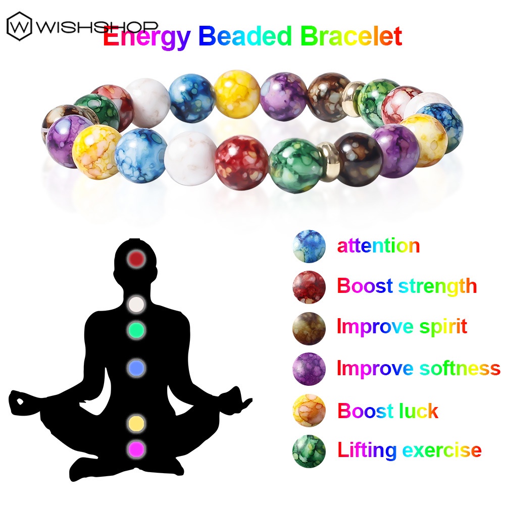 Vòng Tay Hạt Đá Núi Lửa Chakra 7 Luân Xa Có Thể Điều Chỉnh Giúp Giảm Căng Thẳng