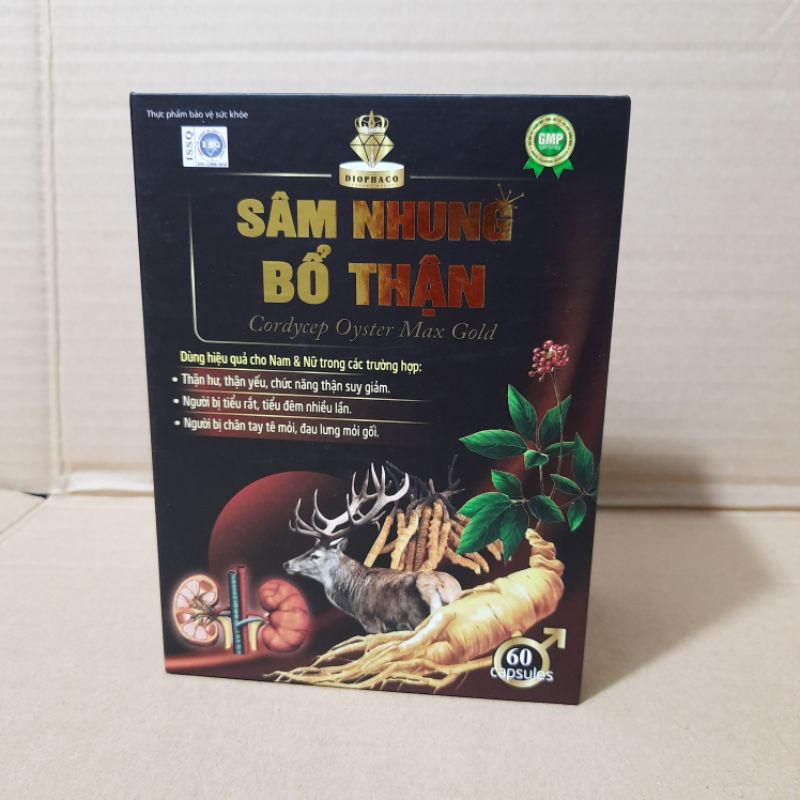 Hộp 60 viên SÂM NHUNG BỔ THẬN Cordycep Oyster Max Gold- Sâm Nhung Bổ thận Nam Nữ - Hỗ trợ chứng thận hư ,thận yếu
