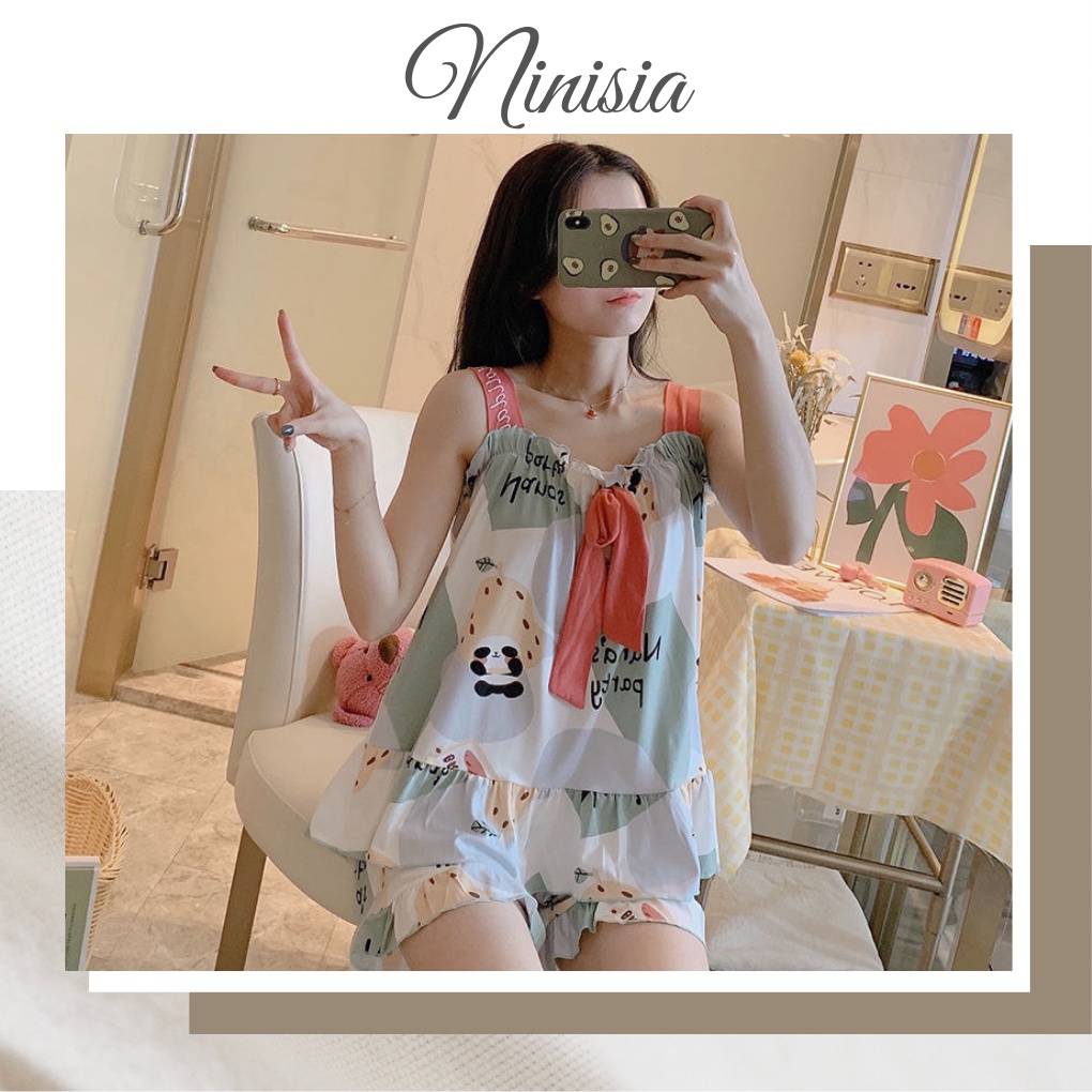 BỘ ĐỒ NGỦ 2 DÂY THUN SỮA CUTE TN01 [VIDEO + ẢNH THẬT]