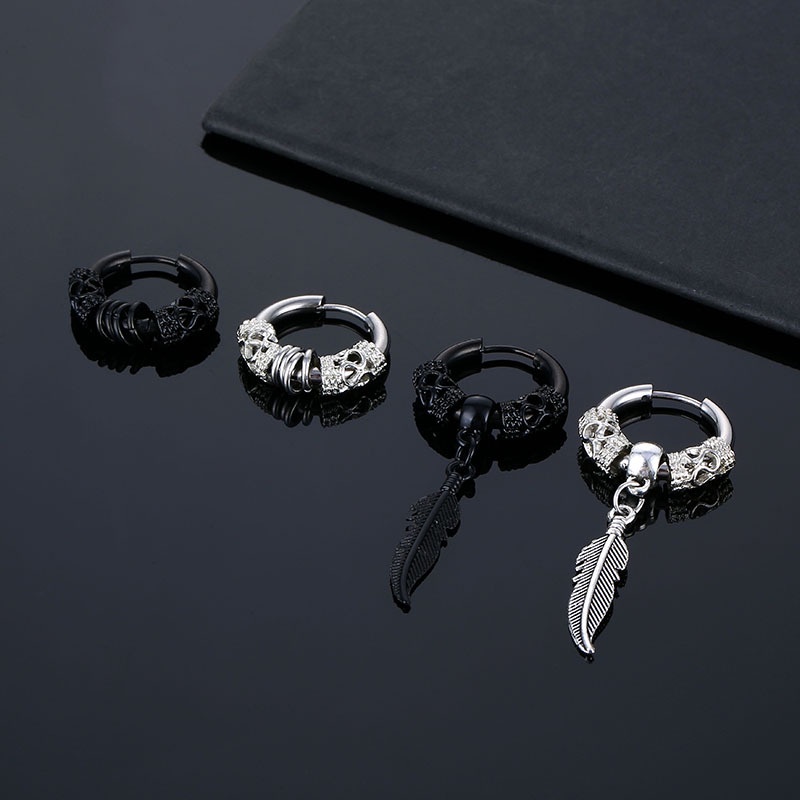 Bông Tai Tròn Bằng Thép Titan Không Gỉ Họa Tiết Rồng Phong Cách Hip Hop Nhật Hàn Thời Trang Cho Nam Và Nữ