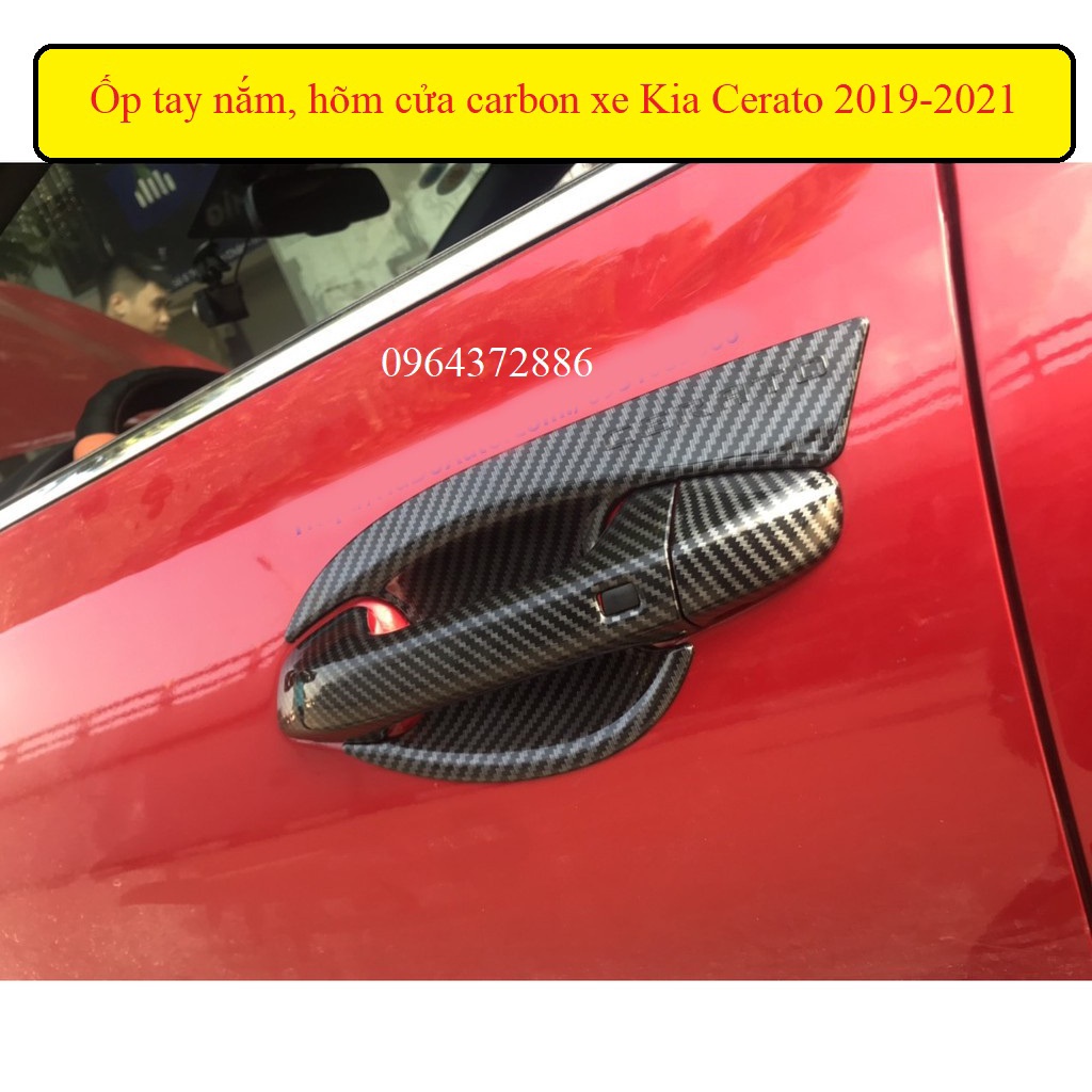 Ốp tay nắm, hõm cửa xe Kia Cerato 2019 - 2021 carbon cao cấp