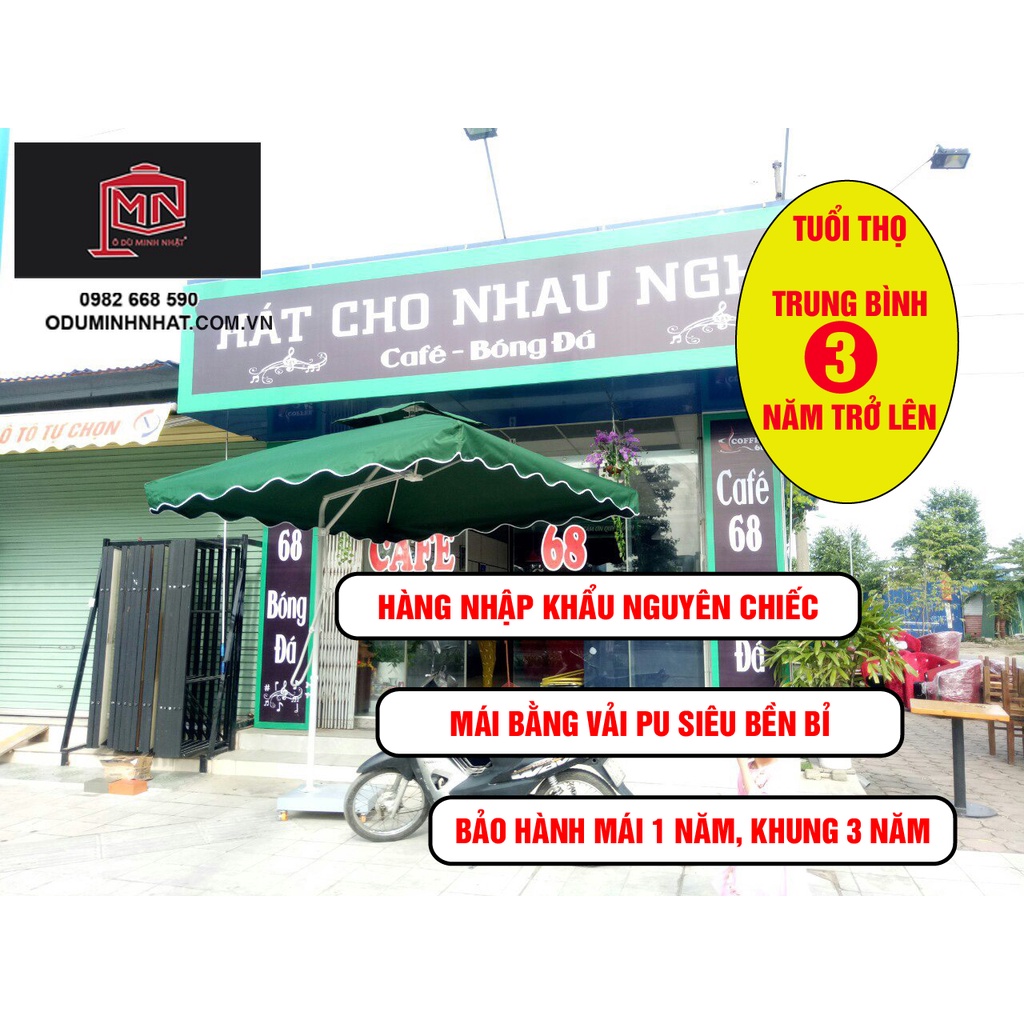 DÙ CHE NẮNG LỆCH TÂM VUÔNG 2.5X2,5M - HÀNG NHẬP KHẨU CAO CẤP (KÈM VỎ CHÂN ĐẾ INOX CÓ 4 BÁNH XE CHƯA ĐỔ BÊ TÔNG)