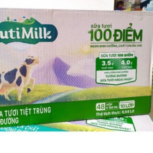 Thùng 48 hộp sữa tươi nutimilk 100 điểm nguyên chất, ít đường, có đường 110ml