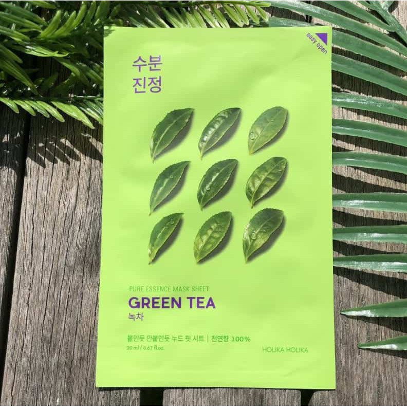 Set 10 mặt nạ giấy Holika Holika chiết xuất trà xanh Pure Essence Mask dưỡng ẩm, chăm sóc da 23ml - 7054