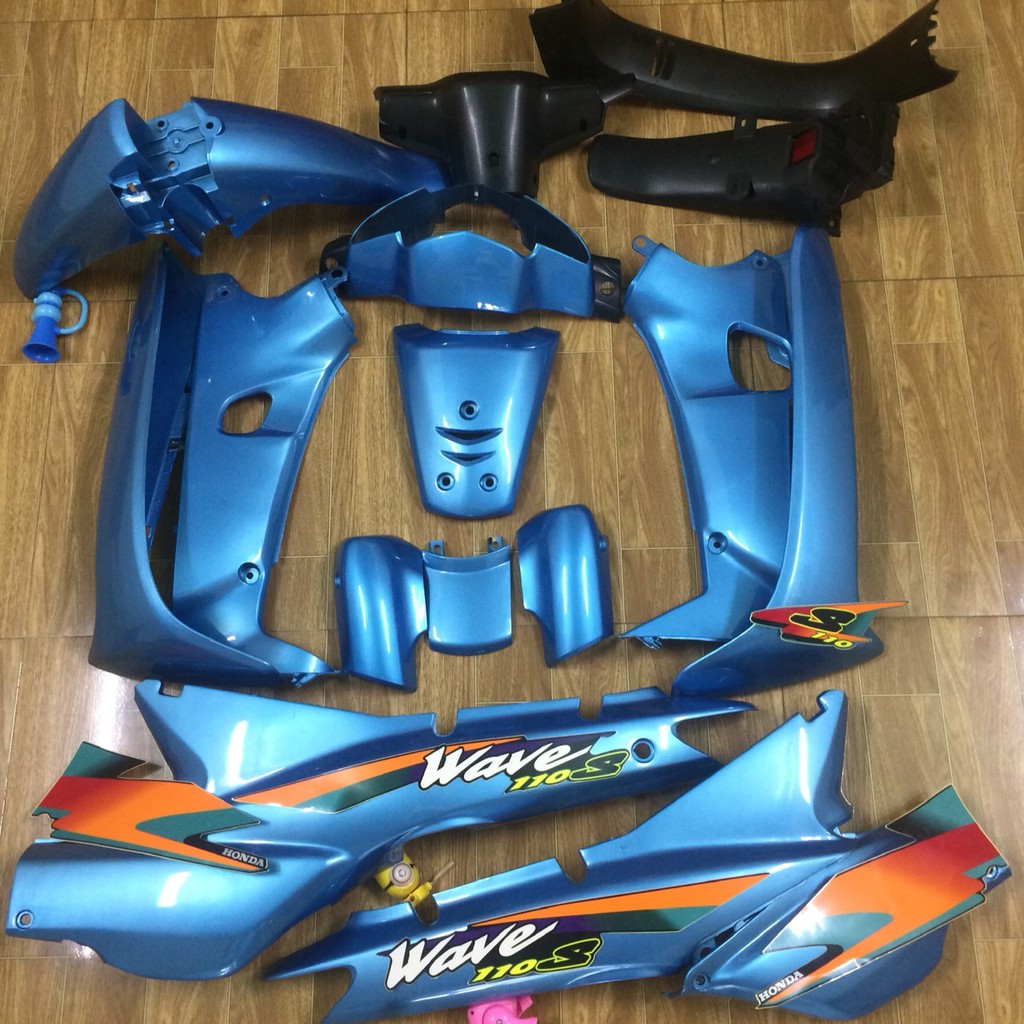 Bộ dàn áo xe wave /Wave ZX -vỏ nhựa xe  WAVE NHỎ 110 - wave THÁI 1 bóng MÀU XANH NGỌC-nhựa nguyên sinh ABS