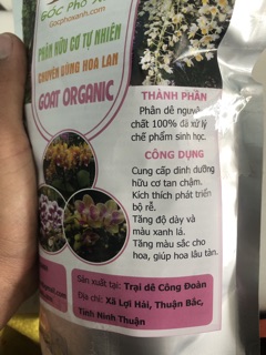 Phân hữu cơ chuyên Bón hoa lan (phân dê 100%) 3 gói