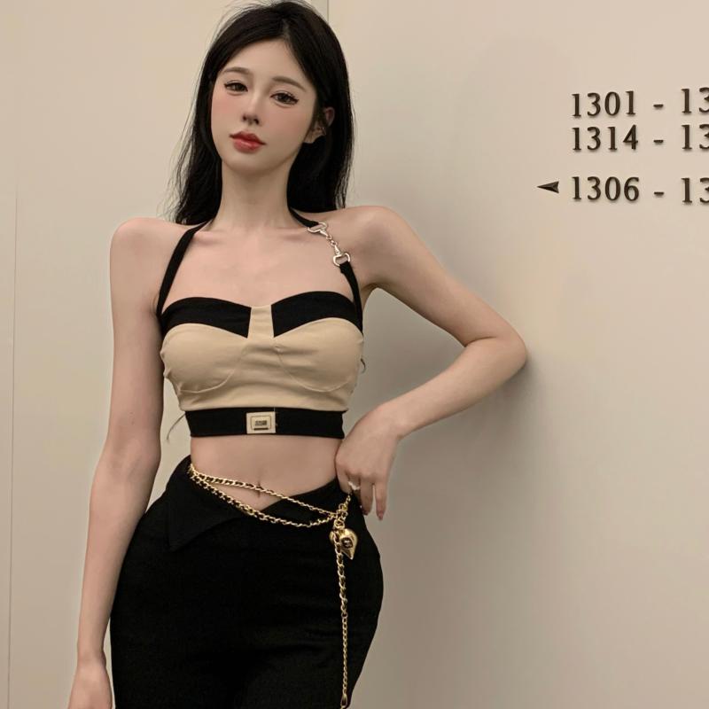 Áo Hai Dây Màu Sắc Tương Phản Quyến Rũ Thời Trang Hè Cho Nữ