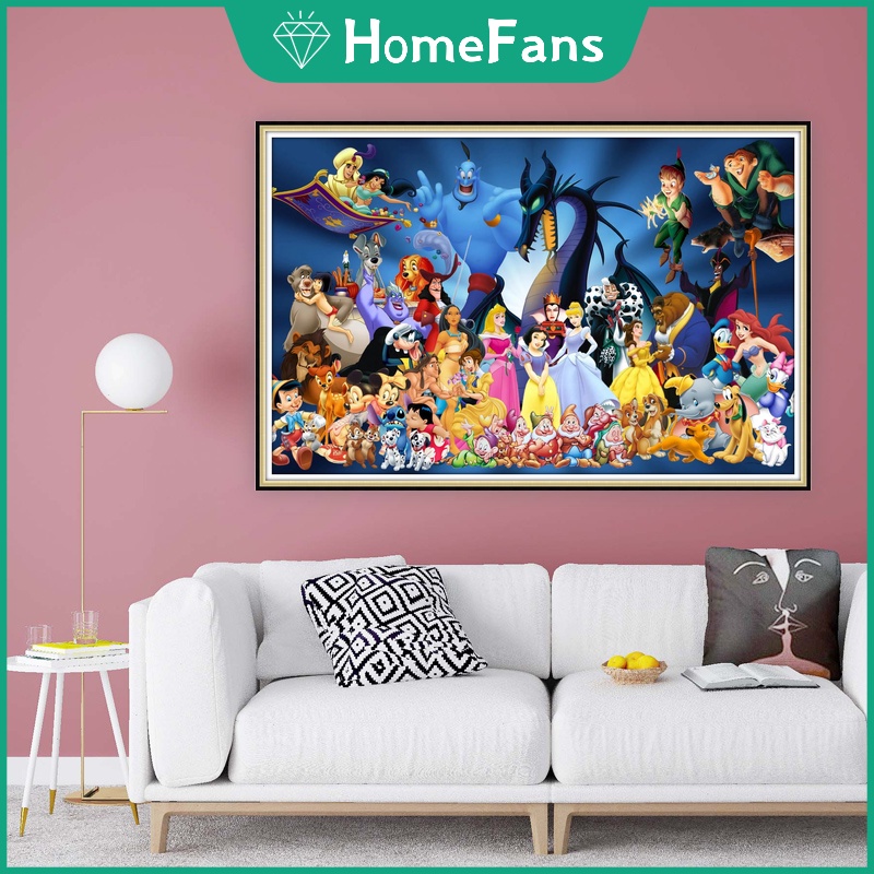 Bộ Tranh Đính Đá 5D Tự Làm Hình Nhân Vật Disney Kích Thước Lớn 90x60cm Trang Trí Nhà Cửa