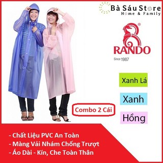 [Combo 2 Cái] Áo Mưa Dây Kéo - Trong Màu - Rando