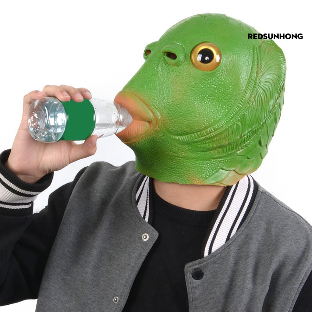 Mặt Nạ Hóa Trang Hình Đầu Cá Xanh Bằng Cao Su