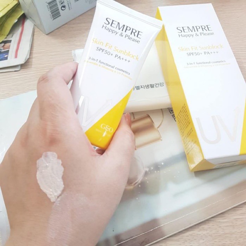 KEM CHỐNG NẮNG GEO LAMY SEMPRE HAPPY & PLEASE SKIN FIT SUNBLOCK SPF50+ PA+++