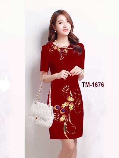 Đầm in hoa 3D cao cấp