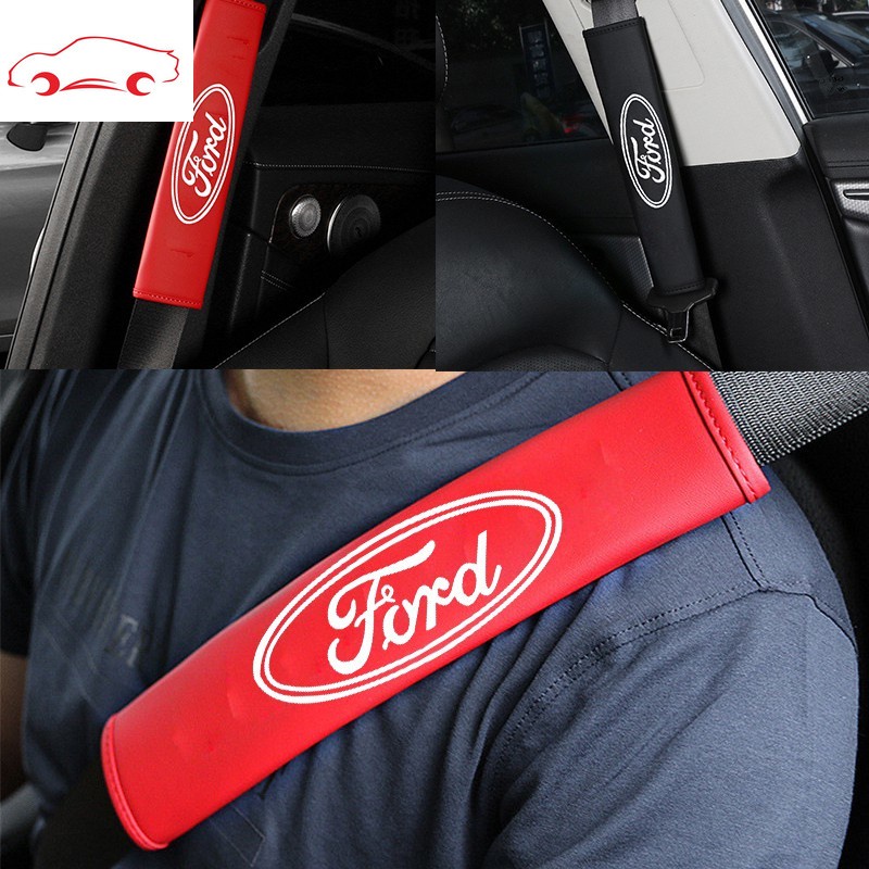 Đệm Bọc Dây Đai An Toàn Bằng Da Cho Xe Hơi Ford Ranger Xlt Wildtrak Focus Mk2 Mk3 Ranger Raptor Mustang Ecosport Kuga Everest Mondeo