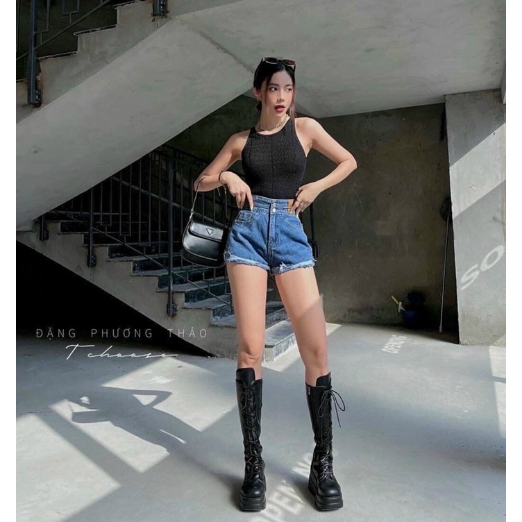 Áo ba lỗ nữ chất len mỏng dệt kim croptop hàng QC