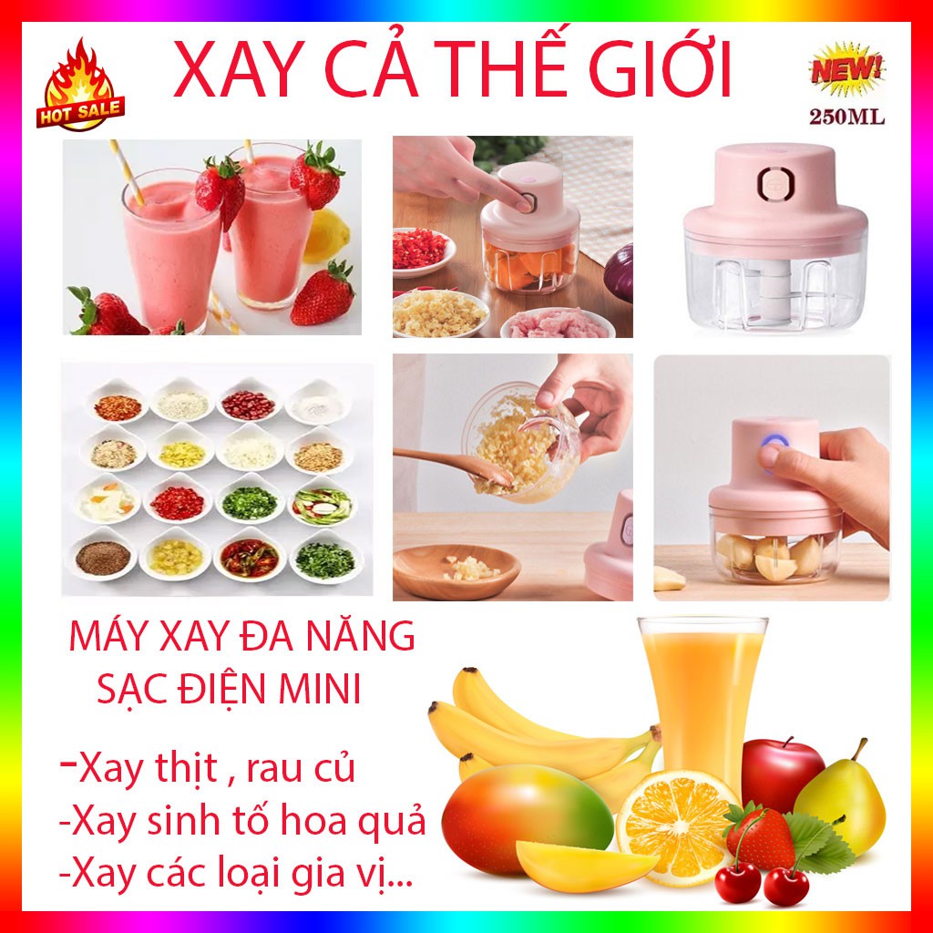 Máy xay tỏi ớt mini, đồ xay gia dụng, xay thịt, xay sinh tố, xay các loại gia vị, rất tiện lợi, an toàn khi sử dụng vv