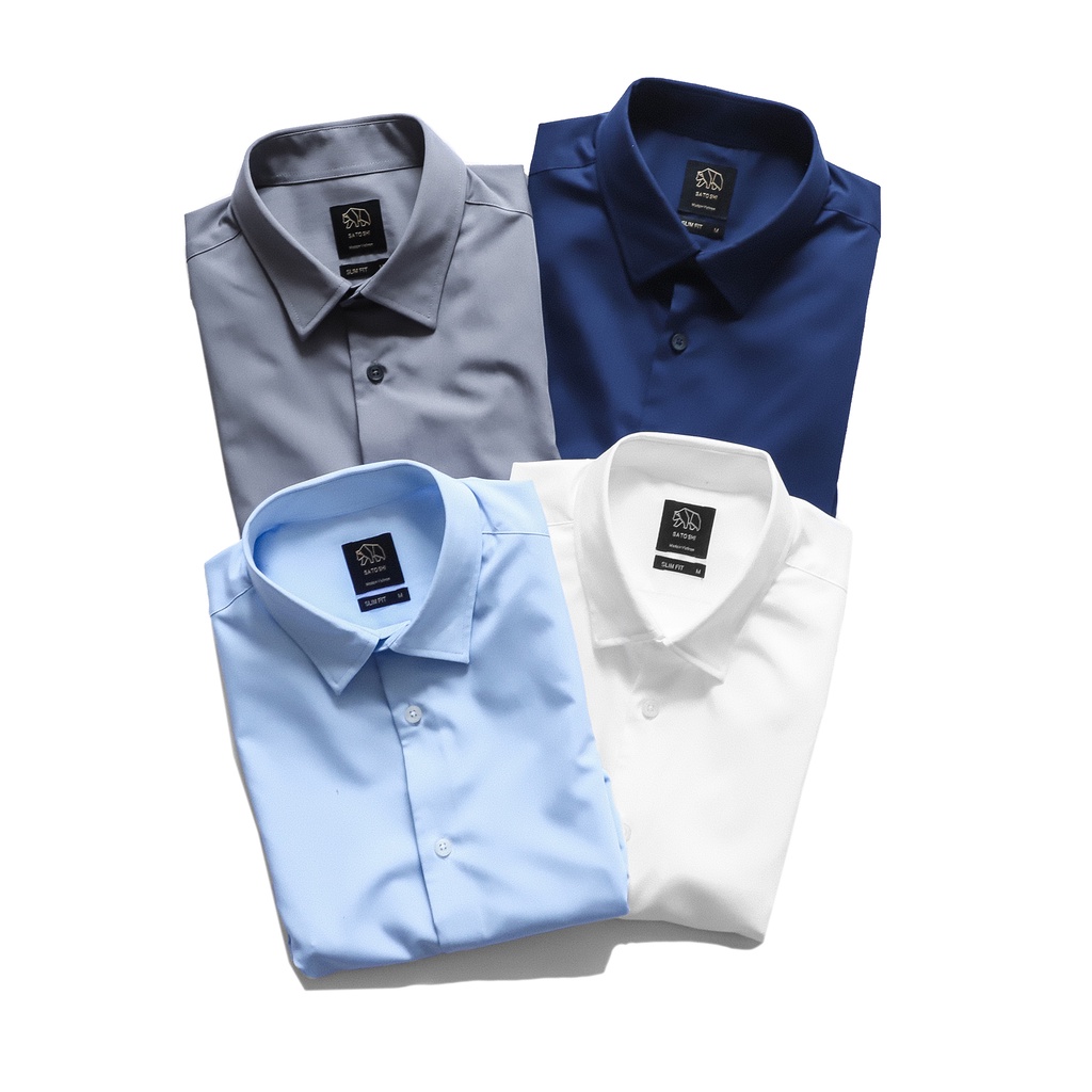 |Hẻm Store| Áo sơ mi nam Satoshi SASM49 ngắn tay chất cotton from slimfit thoải mái trơn, nhiều màu | BigBuy360 - bigbuy360.vn