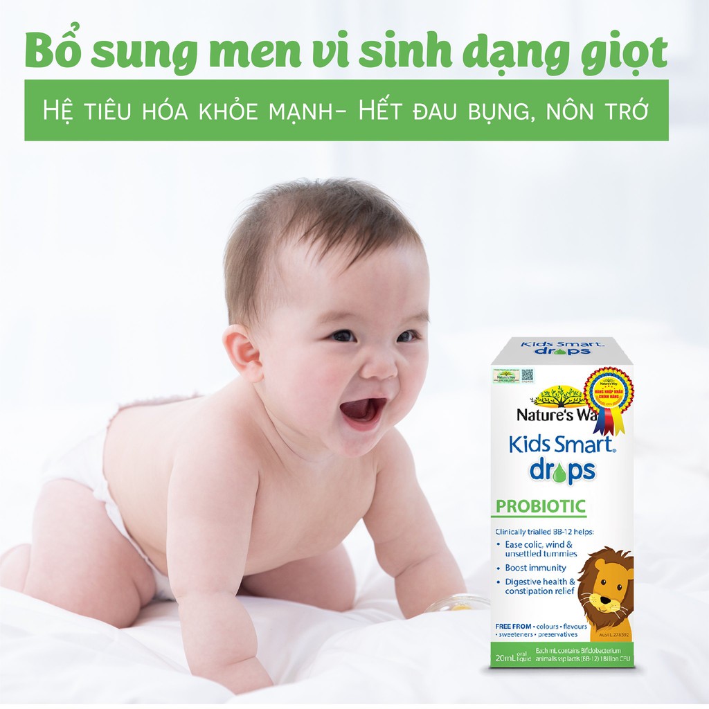 ✔️️️(Tặng quà xinh) Nature's Way Kids Smart Drops Probiotic - Bổ Sung Men Vi Sinh Cho Bé - Lọ 20ml