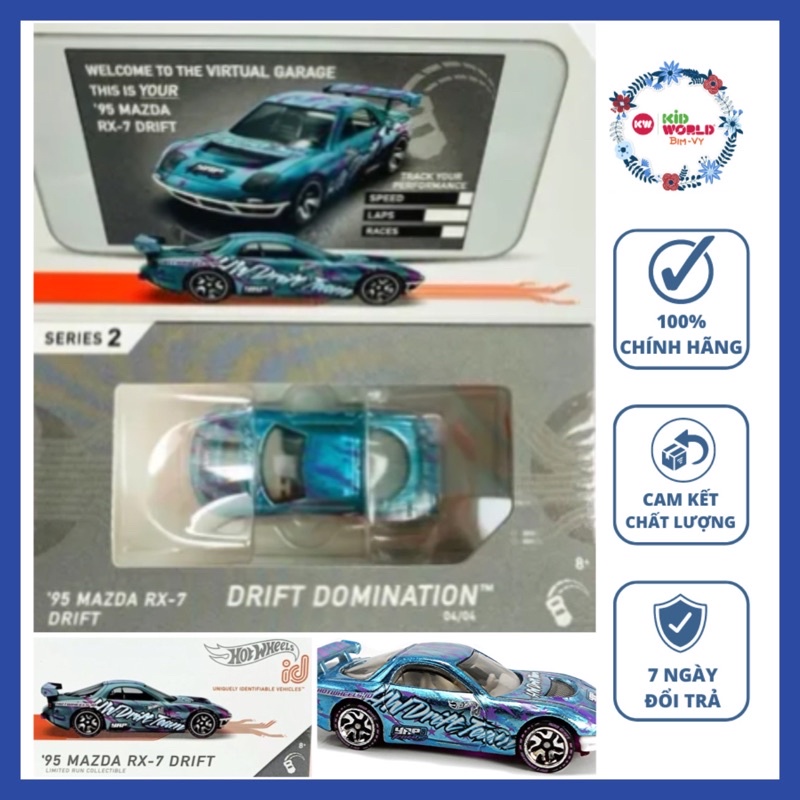 Xe mô hình Hot Wheels ID Series 2 '95 Mazda RX-7 Drift HBG18.