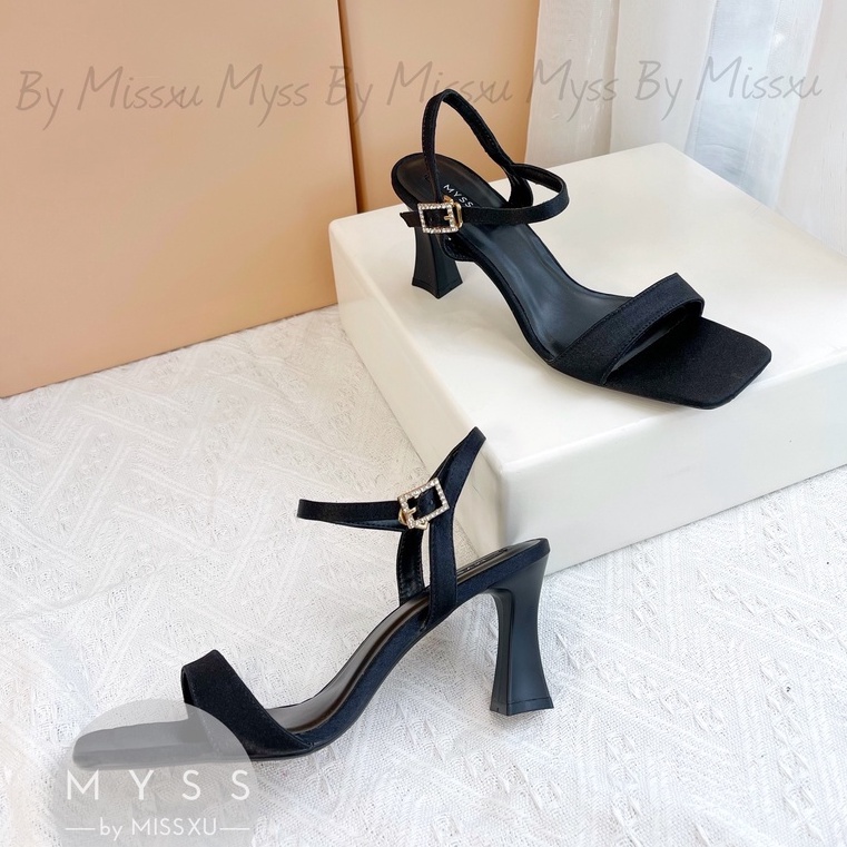 Giày sandal nữ quai ngang xéo phối khóa đá nhập 7cm cao cấp thời trang MYSS - SD138