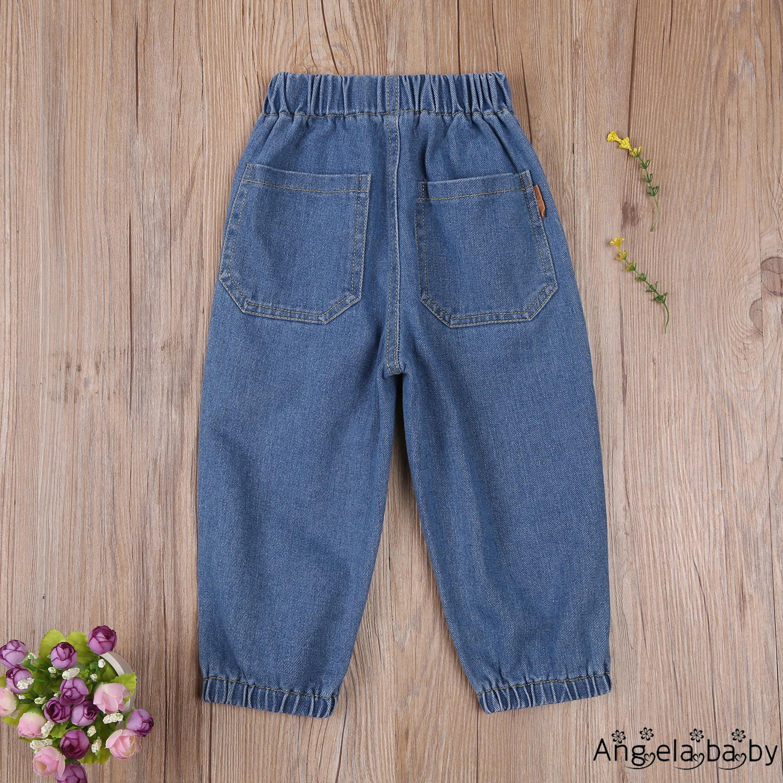 Quần Jeans Lưng Cao Có Túi Cho Bé Gái