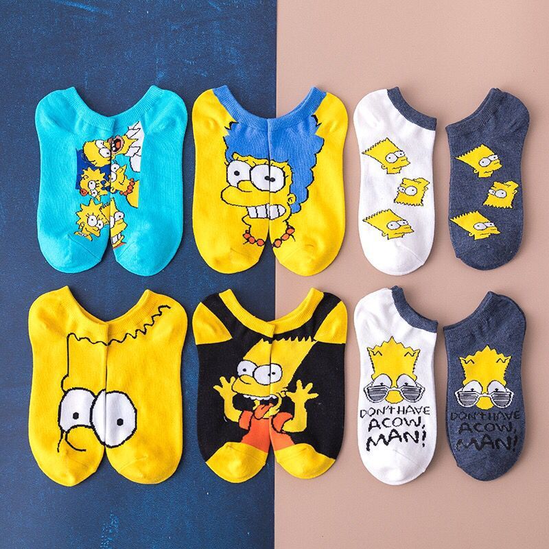 Vớ cotton Cổ Thấp Thoáng Khí In Họa Tiết Hoạt Hình Dễ Thương Thời Trang