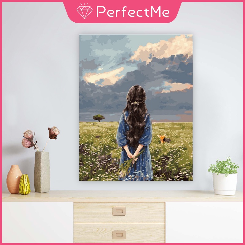 Bộ tranh sơn dầu 40X50cm tự làm họa tiết cô gái lãng mạn dùng để trang trí nhà