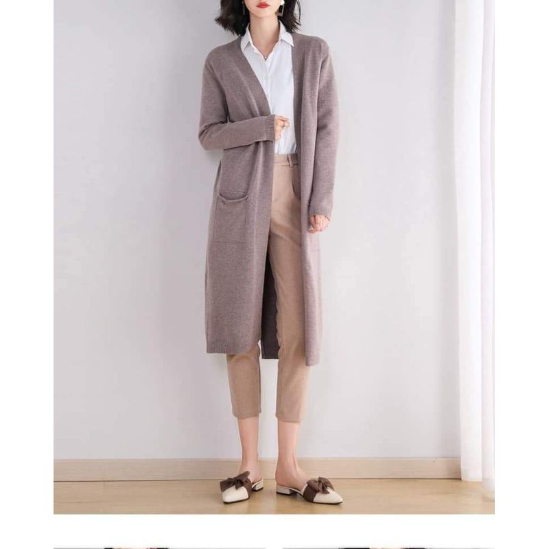 Áo khoác cardigan dáng dài len mịn hàng cao cấp.