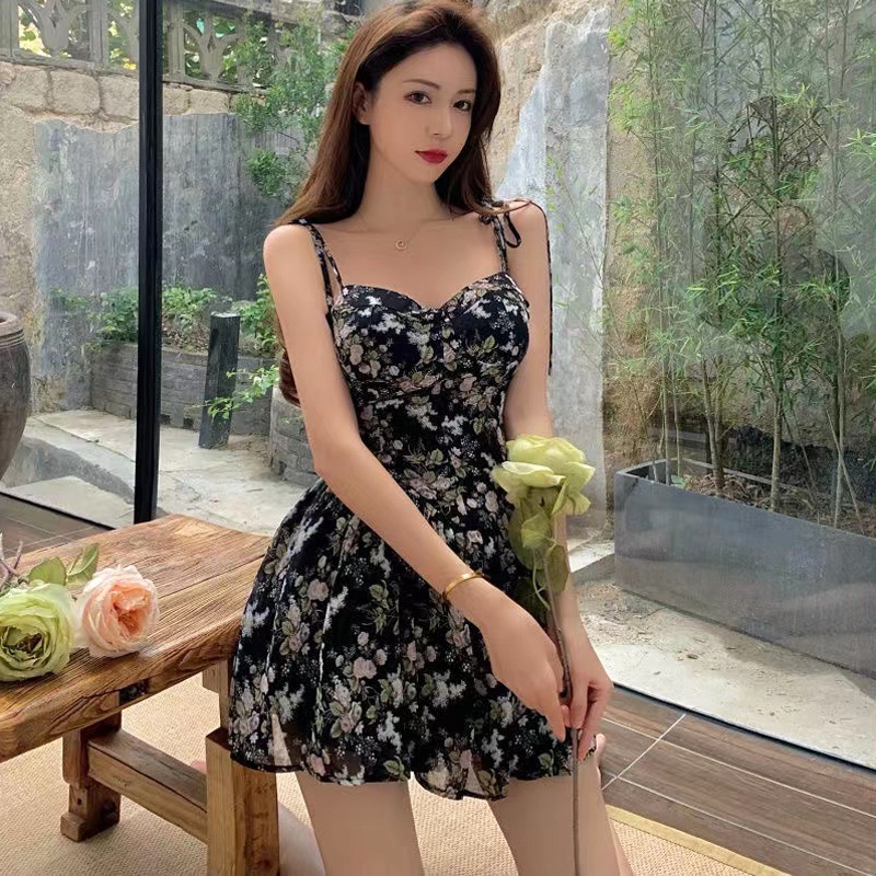 Đầm Hai Dây Dáng Chữ A Họa Tiết Hoa Thời Trang Xuân Hè Phong Cách Pháp Mới Cho Nữ