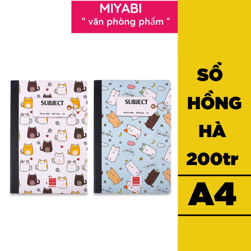 Sổ Hồng Hà A4 kẻ ngang 200 trang giá rẻ  cute , giấy dày , dán gáy - 1 quyển - màu ngẫu nhiên - sổ học sinh , sinh viên