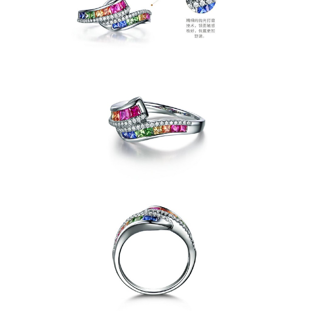 Nhẫn kim loại khảm đá màu lấp lánh thời trang cho nữ