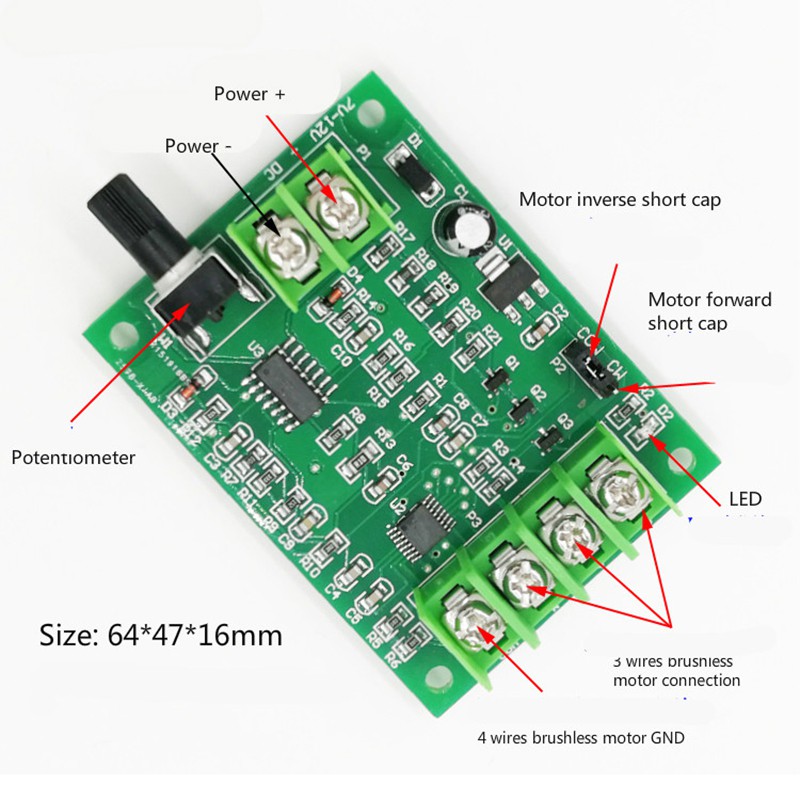 1 Bảng Mạch Điều Khiển Động Cơ Không Chổi Than 5V 12V Sự Bảo Vệ