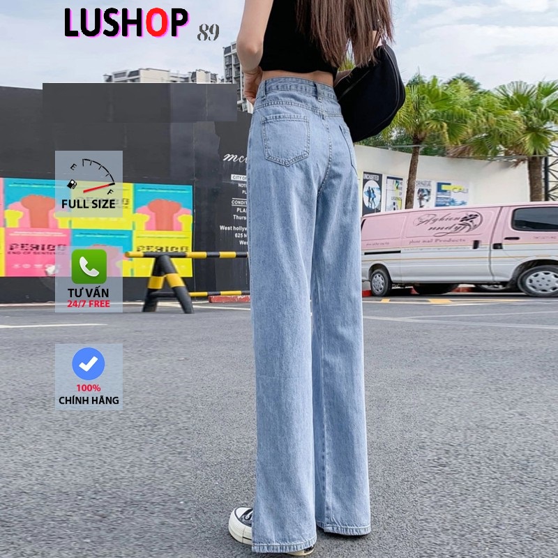 Quần jean bò ống rộng quần jean bò ống suông jeans nữ lưng cao cạp cao quần nữ đẹp hot QT24 lushop89 | BigBuy360 - bigbuy360.vn