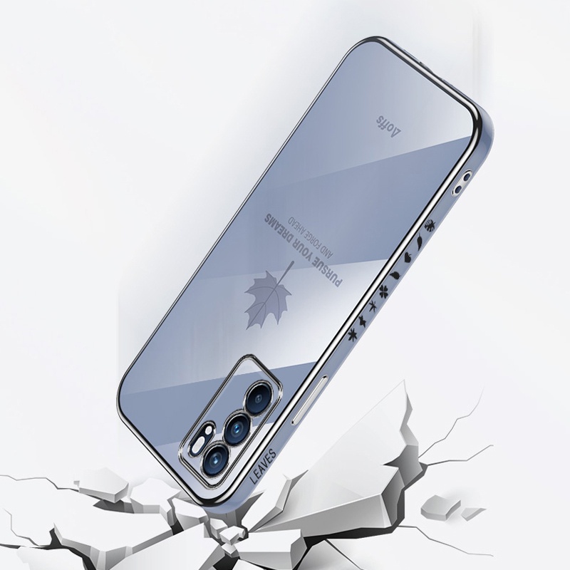 Ốp điện thoại mạ Koosuk silicone mềm họa tiết lá phong bảo vệ camera cho OPPO Reno 5 6 Pro 5G 6Z / Reno 4 4G 3 2F 2Z 2