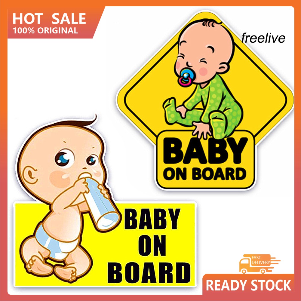 Miếng Dán Trang Trí Kính Chắn Gió Xe Hơi Kiểu Hoạt Hình Baby On Board Dễ Thương