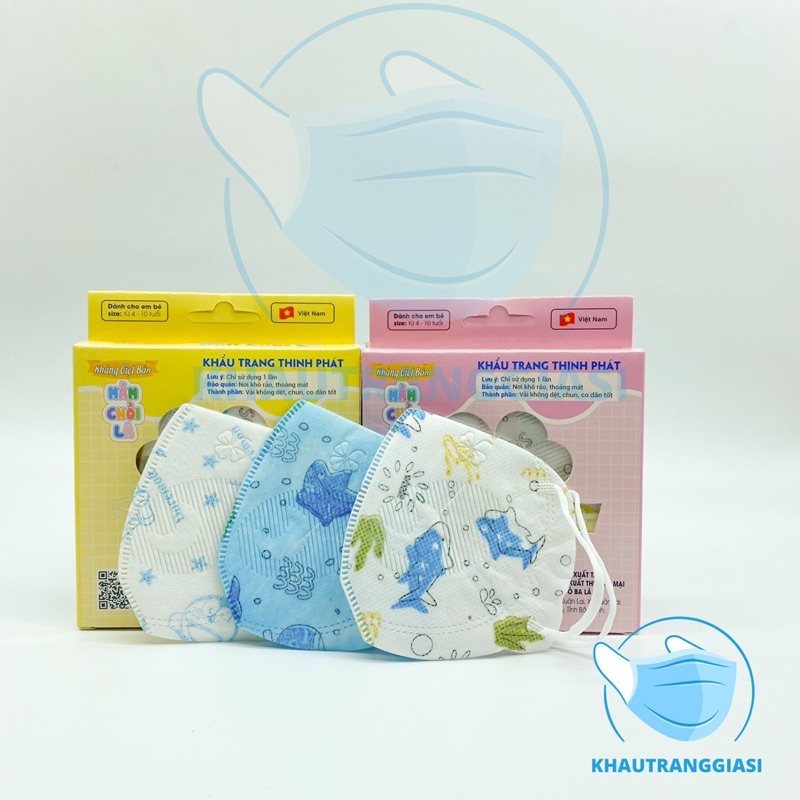 (Combo 10c) Khẩu trang 4D Mầm Chồi Lá Thịnh Phát cho bé 4 đến 8 tuổi
