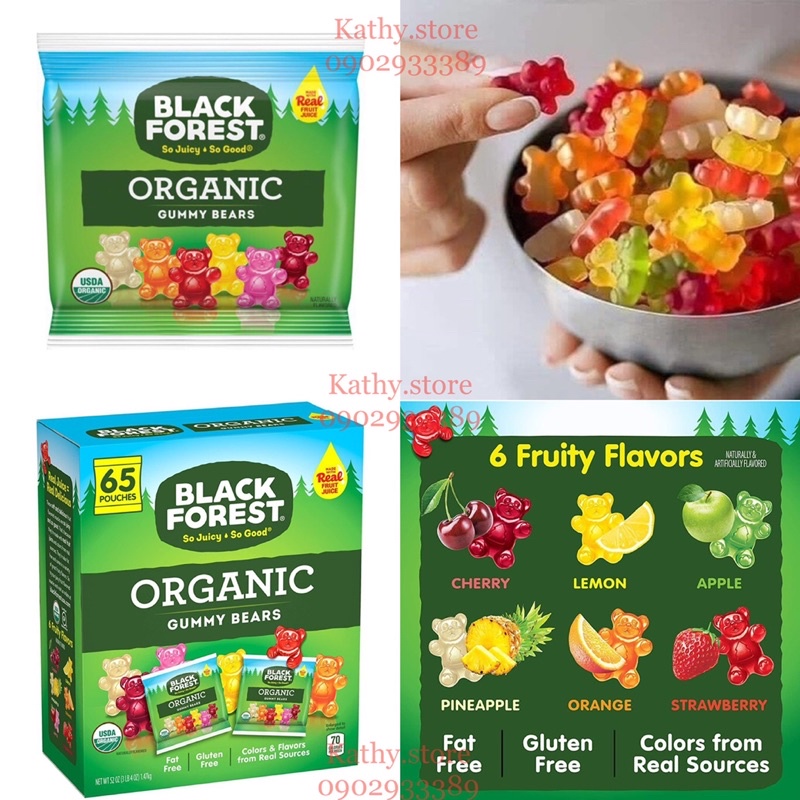 🍎 Kẹo Dẻo Gấu Trái Cây Hữu Cơ Black Forrest Organic Gummy Bears Mỹ