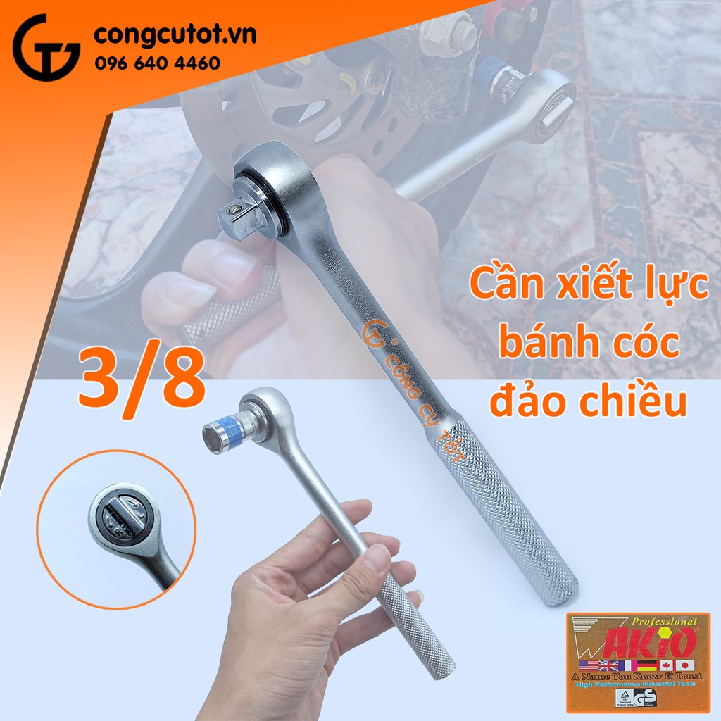 Cần xiết lực tự động đảo chiều 3/8 Wakio 200mm