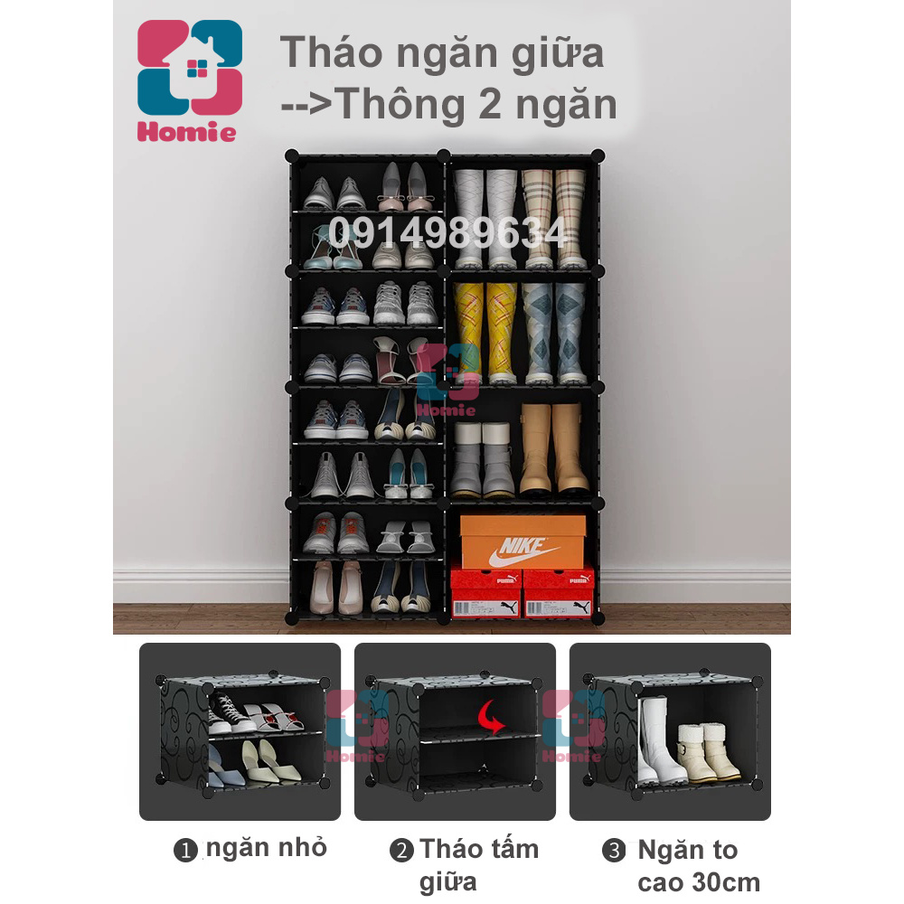 Tủ đựng giày nhựa ghép 40 ngăn (đựng 80 đôi giày) - Tủ nhựa ghép để giày lắp ráp thông minh đa năng 40 ô HANA