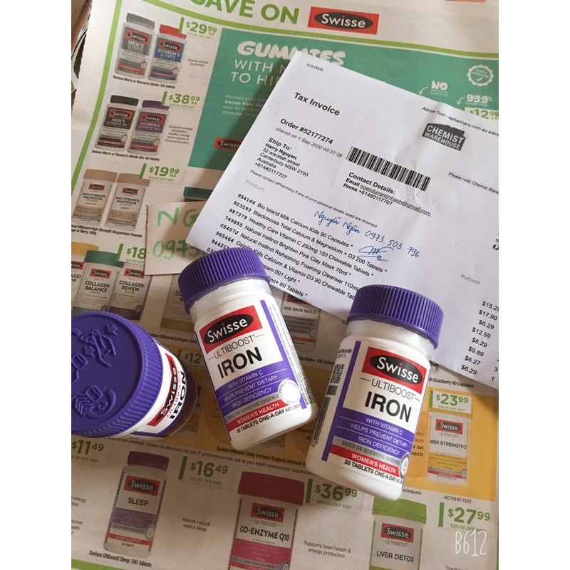Sắt Hữu cơ Swisse, iron Swisse - xuất xứ úc | Thế Giới Skin Care
