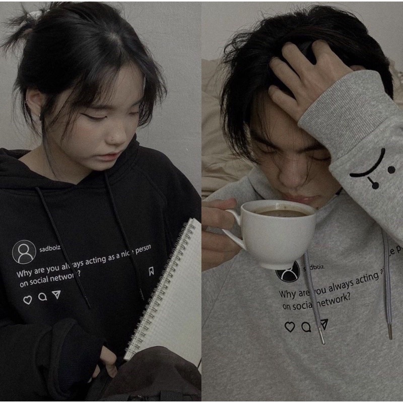 ÁO HOODIE Sadbo máy ảnh siêu hot 2 màu đen, xám nam nữ đều AUTO