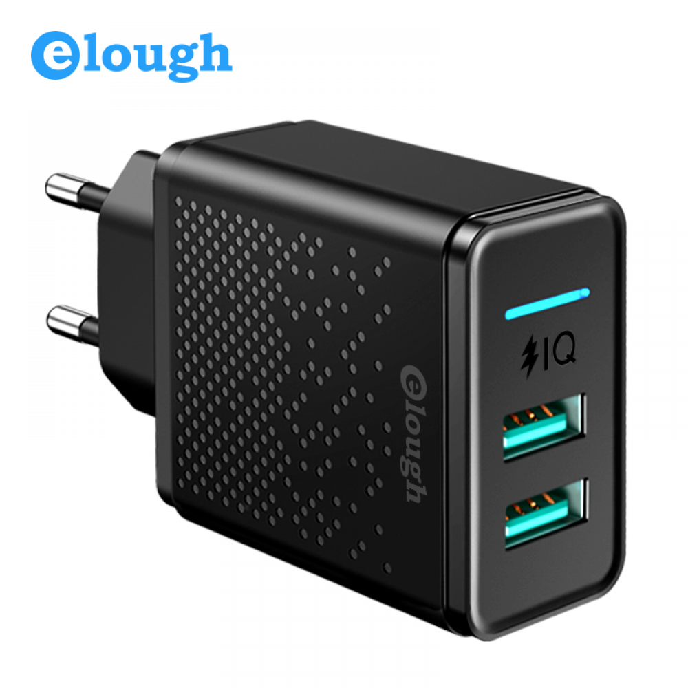 Củ sạc ELOUGH 2 cổng USB 2.4A cho nguồn của điện thoại di động Samsung Xiaomi chất lượng cao
