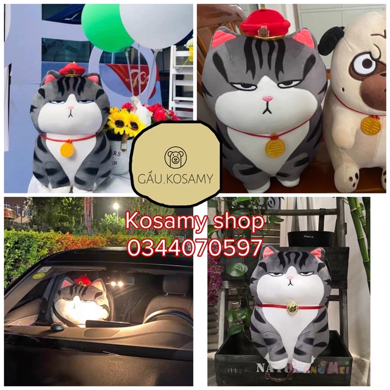 Gấu bông mèo hoàng thượng ✨Freeship✨ Gấu bông chó pug mặt xệ khổng lồ cao cấp vải lông nhung mềm mịn