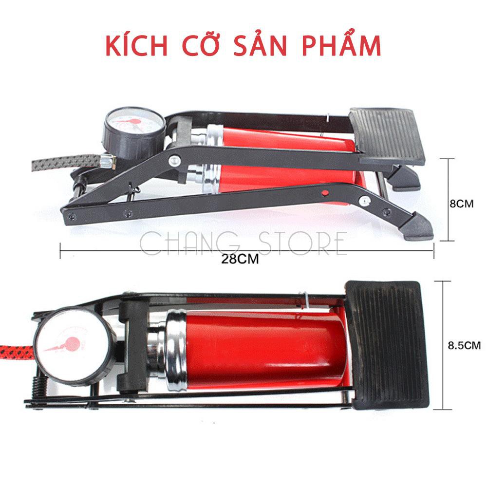 Bơm Đạp Chân Có Đồng Hồ Áp Suất Đa Năng Mini Tiện Dụng
