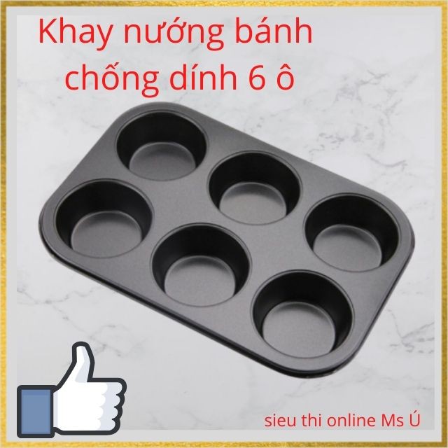 [Combo 6 Khuôn Tròn] Khay Nướng Bánh Bông Lan Cupcake Siêu Chống Dính 6 ô Làm Bánh Cực Ngon