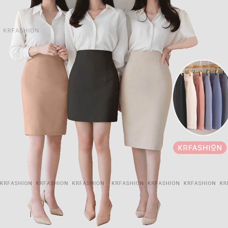 Chân váy công sở bút chì Cao Cấp- 2 Lớp SK2100 KRFashion style Hàn Quốc - Váy dài ngắn nữ đen đẹp Cạp cao, ôm co dãn tốt