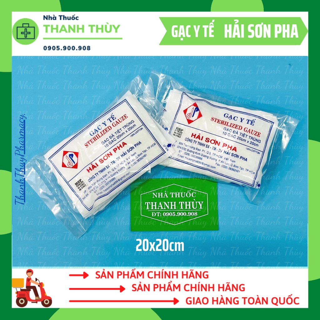 GẠC Y TẾ TIỆT TRÙNG HẢI SƠN PHA [GÓI 10 MIẾNG] 100% Sợi Cotton Tự Nhiên, Thấm Hút Cao, Mịn Màng,Không Gây Kích Ứng Da