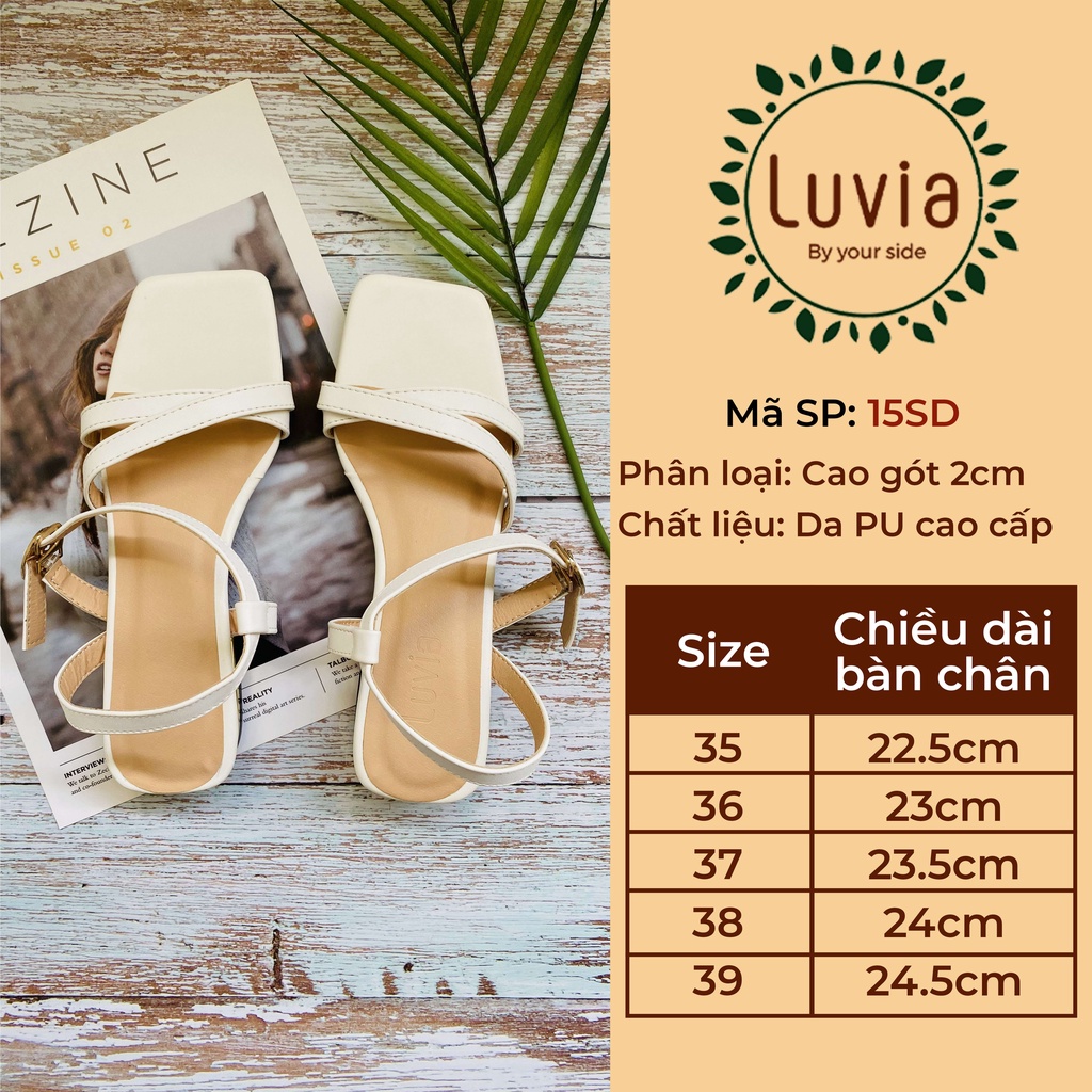 Sandal nữ cao gót đế vuông 2 phân Luvia 15SD