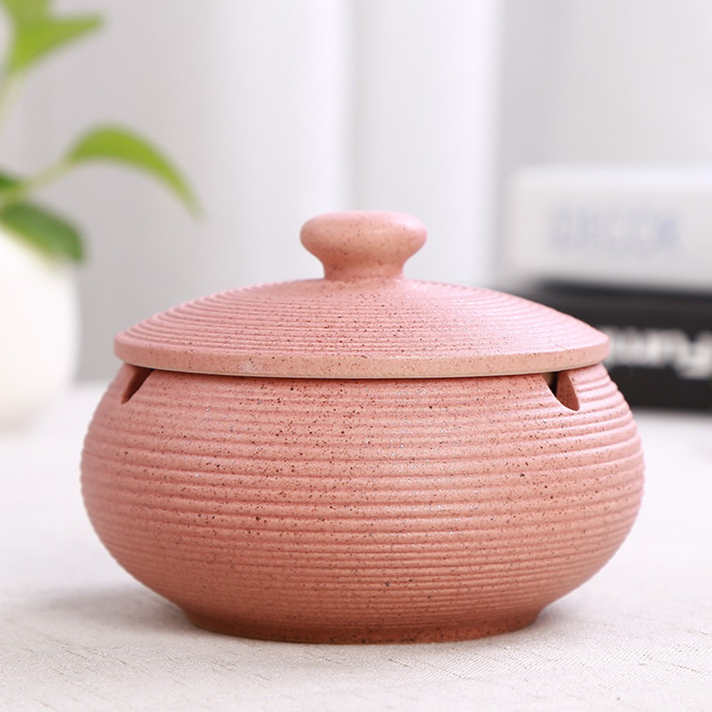 Đồ gạt tàn thuốc bằng gốm sứ có nắp đậy thời trang