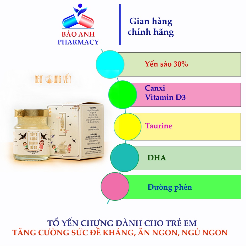 [Yến Sào Ngự Cung Yến] Tổ yến chưng dành cho trẻ em từ 1 tuổi trở lên, Yến sào nguyên chất 30%, lọ 70g