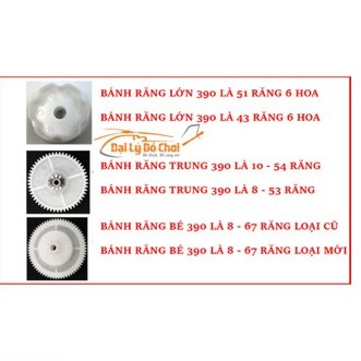 hanoitoy Bộ bánh răng nhựa dành cho động cơ 390 chạy nguồn 6-12 của xe điện trẻ em
